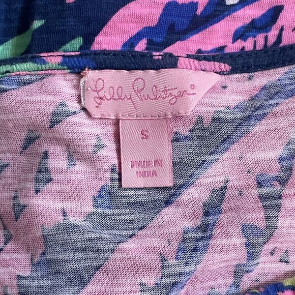 Lilly Pulitzer Top Tilda Tunic Blue‎ Pink Floral 3/4 Sleeves Womens sz Small EUC - Picture 7 of 11